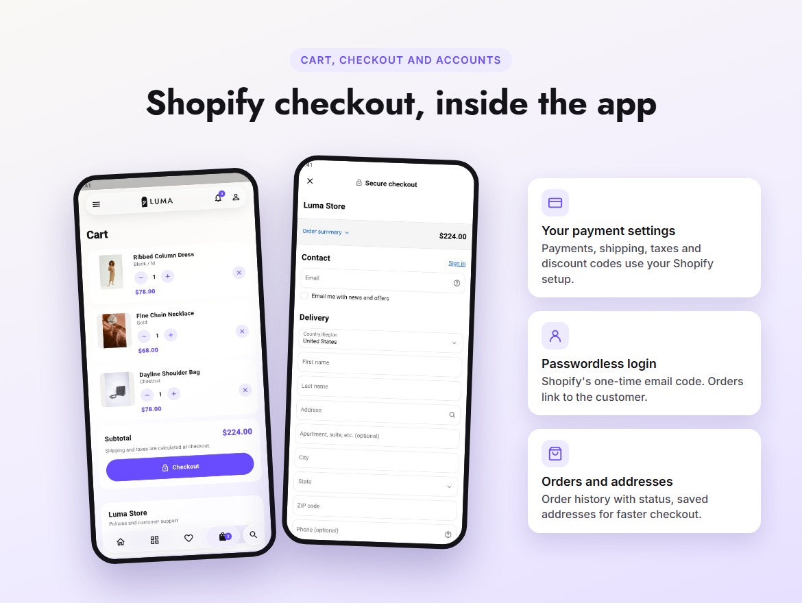 Checkout and accounts