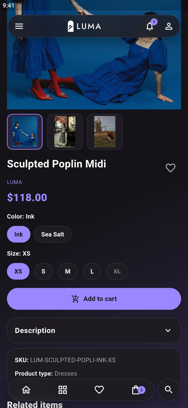 Product, dark mode
